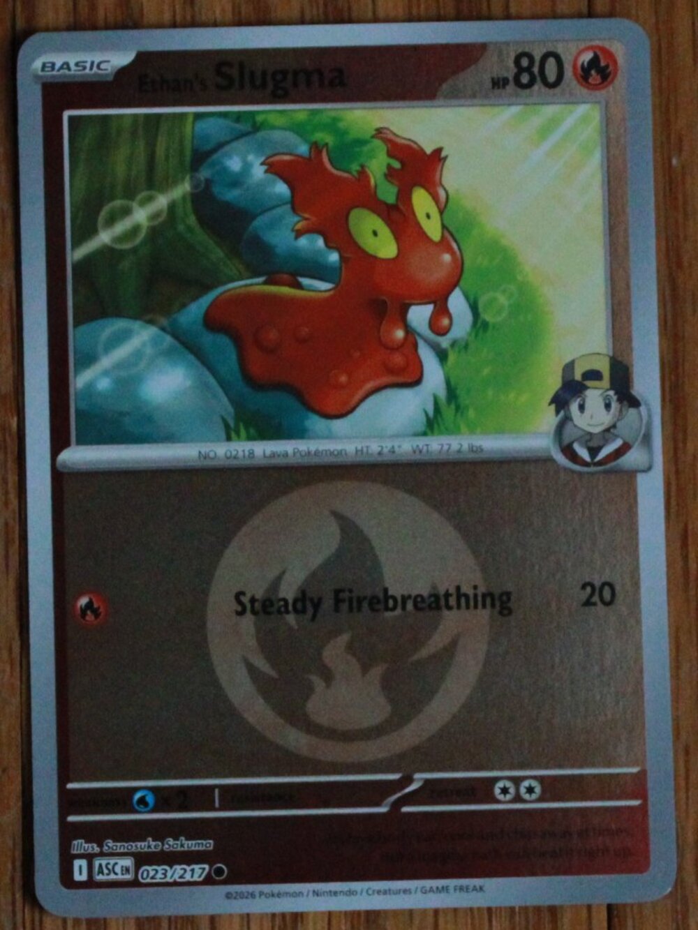 Pokemon "Ethan's Slugma" Reverse Holo Energy Trading/Playing Card